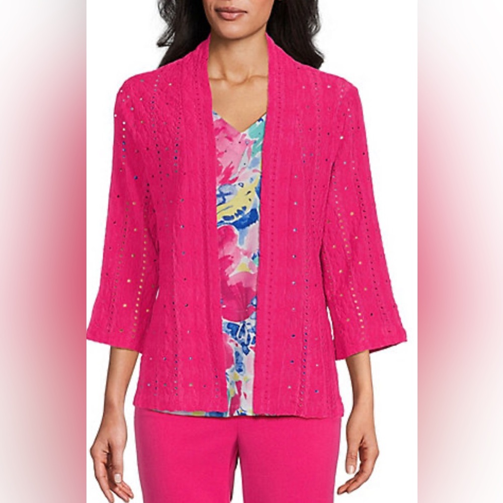 Allison Daley Fuchsia Open-Front Cardigan